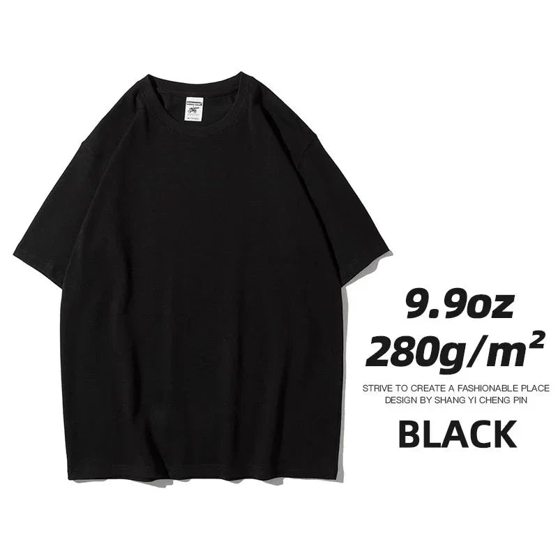 Camisetas unisex extragrandes de algodón sólido y pesado de 9.9 oz