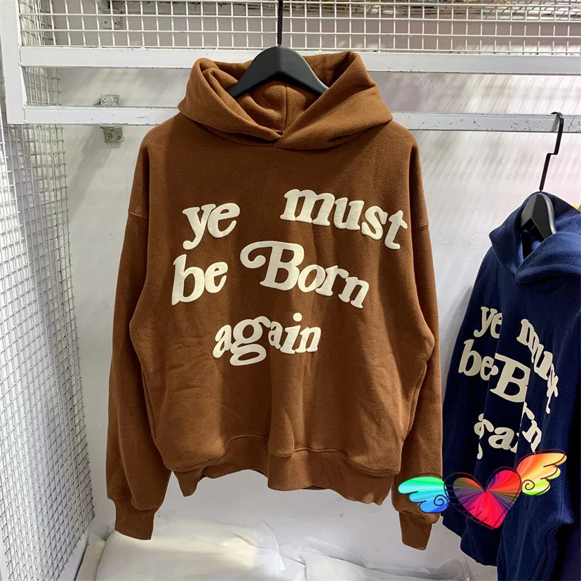 Sudadera con capucha Kanye - "Ye Must Be Born Again" unisex de gran tamaño