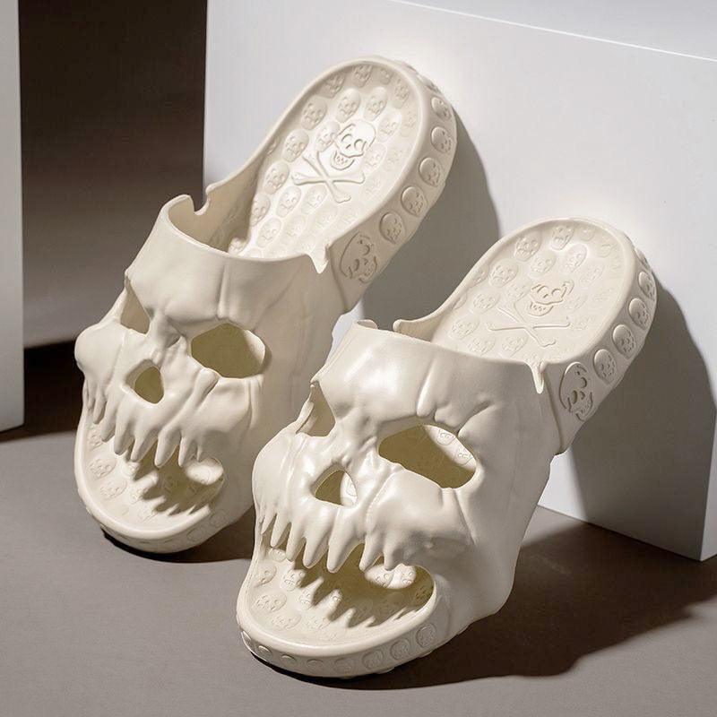 Sandalias con diseño de calavera para hombre, calzado elegante