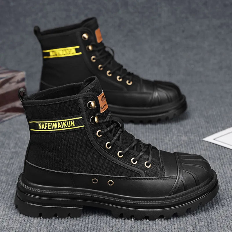 Atmungsaktive High-Top-Stiefel für Herren mit dicker Sohle