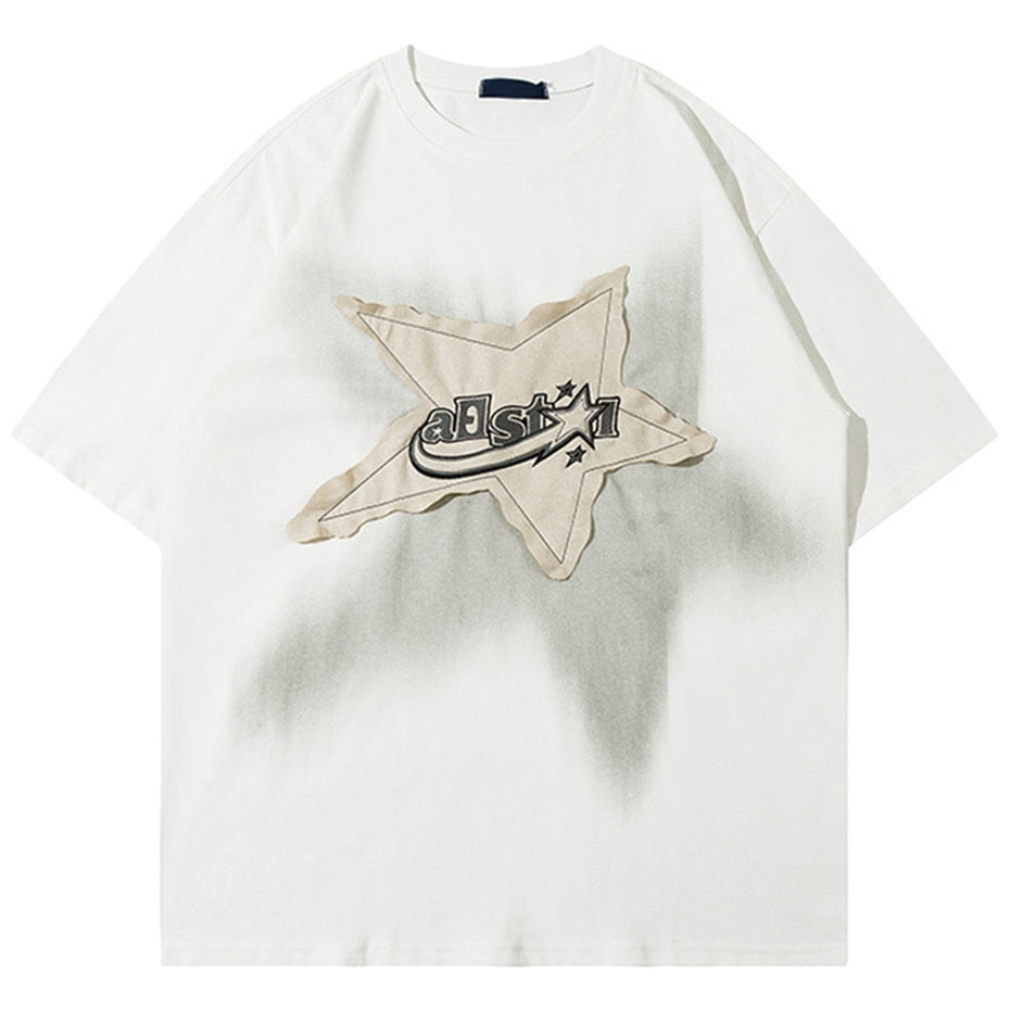 Camisetas de hombre con empalme de estrellas de gran tamaño