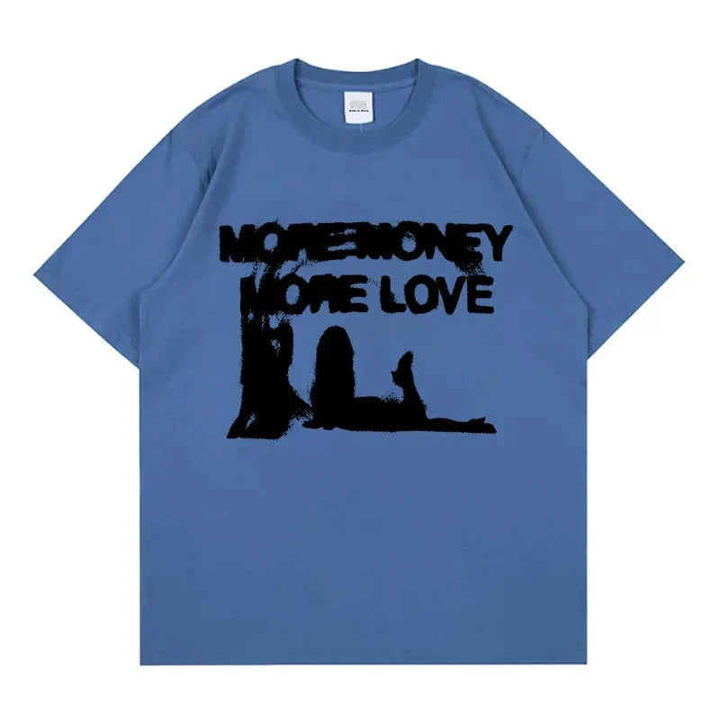 Camiseta gráfica extragrande de algodón "More Money More Love" para hombre