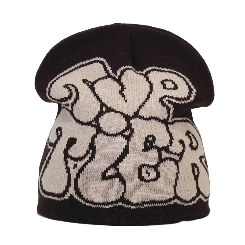 Gorro de punto unisex con letras de Kanye y estilo hip hop