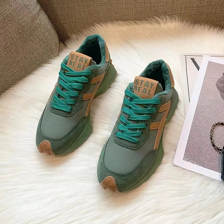 Zapatillas deportivas gruesas de piel de primera calidad para mujer