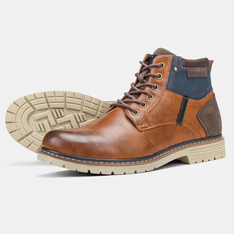 Botines altos de cuero antideslizantes de invierno para hombre