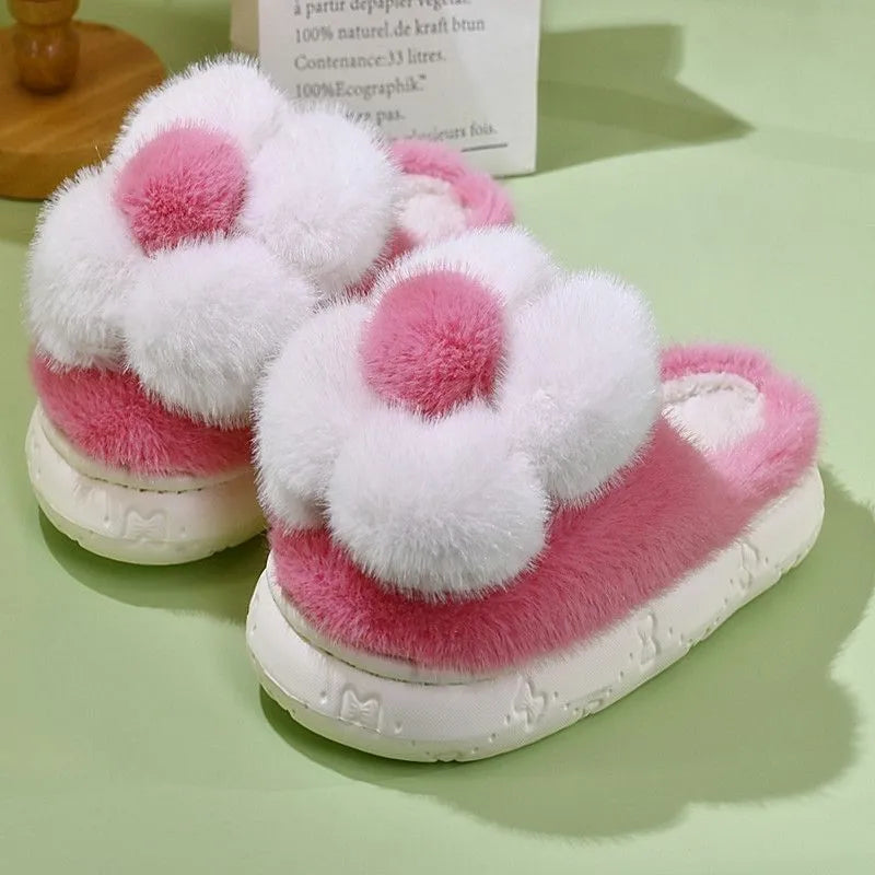 Pantuflas cálidas de plataforma para mujer