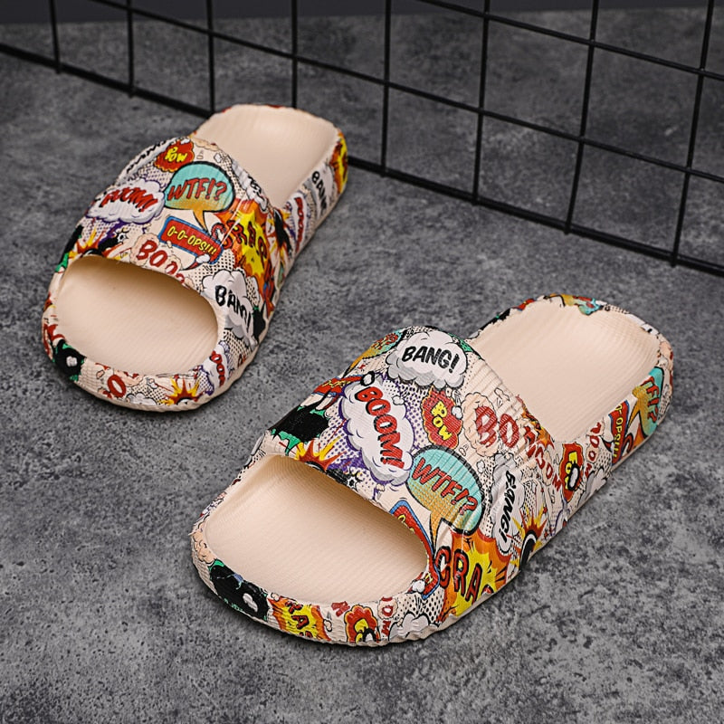 Chanclas de graffiti para hombre, para interiores y exteriores