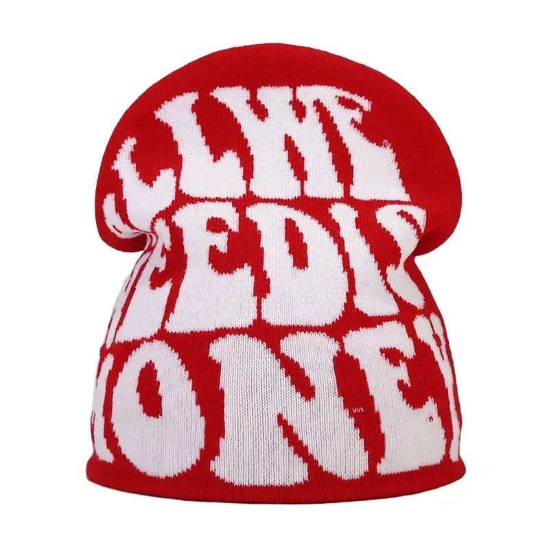 Gorro de punto unisex con letras de Kanye y estilo hip hop