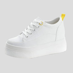 8 cm Plateau-Sneakers aus echtem Leder für Damen