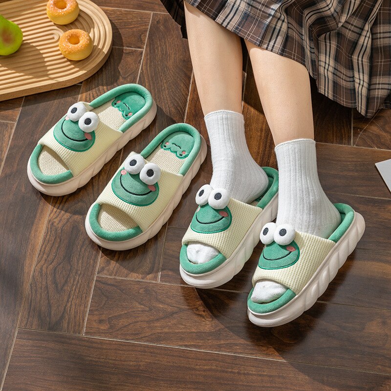 Süße Plateau-Slipper mit Frosch-Design für Damen