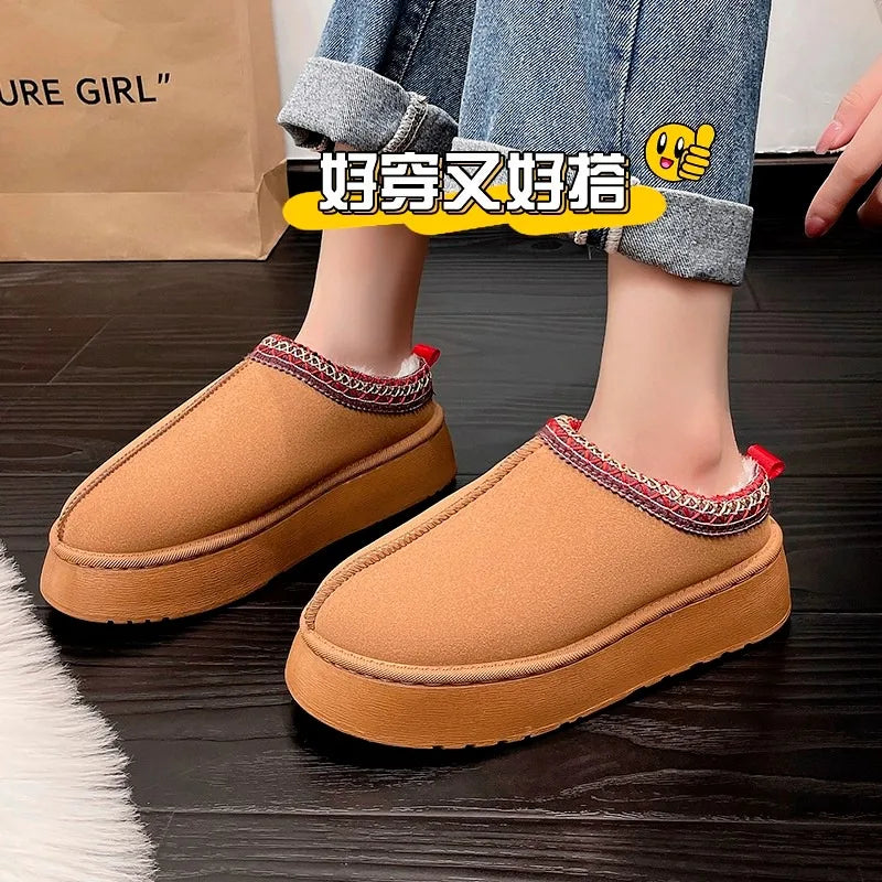 Pantuflas de plataforma de lana para mujer