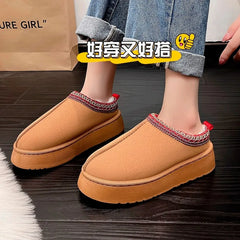 Pantuflas de plataforma de lana para mujer