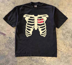 Camiseta extragrande de algodón con estampado de esqueleto