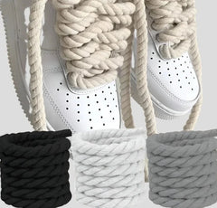 Dynamic Duo 2PCS Thick Cotton Line Weaving Twisted Rope Shoelaces (120-160CM)