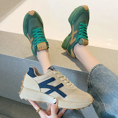 Zapatillas deportivas gruesas de piel de primera calidad para mujer