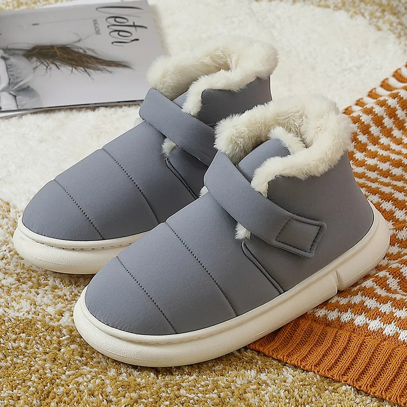Pantuflas unisex de felpa suave e impermeables para el invierno