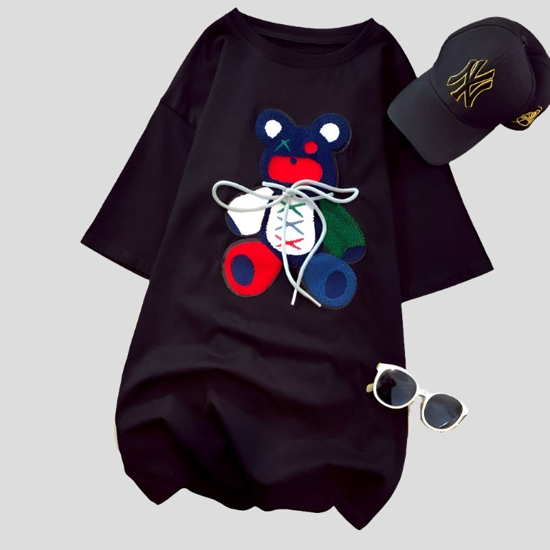 Besticktes Bären-T-Shirt für Damen
