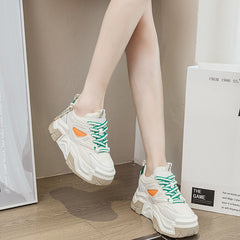 Women's 7cm Air Mesh Leather Chunky Platform Sneakers