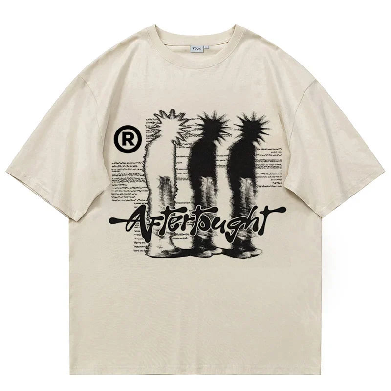 Aftertought Cotton Oversized Men's T-shirt Streetwear Shadow Print