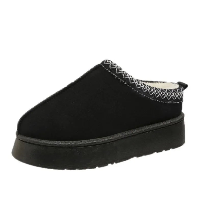 Pantuflas de plataforma de lana para mujer