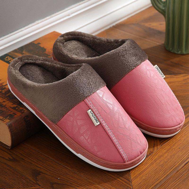 Elegant Unisex Winter Leather Slippers