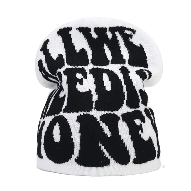 Gorro de punto unisex con letras de Kanye y estilo hip hop