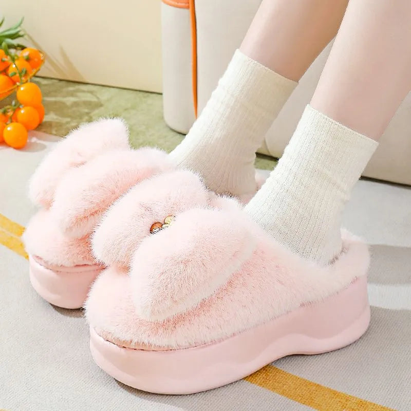 Pantuflas gruesas de felpa antideslizantes para mujer