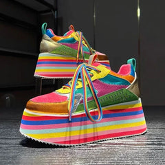 Zapatillas de plataforma alta coloridas para mujer