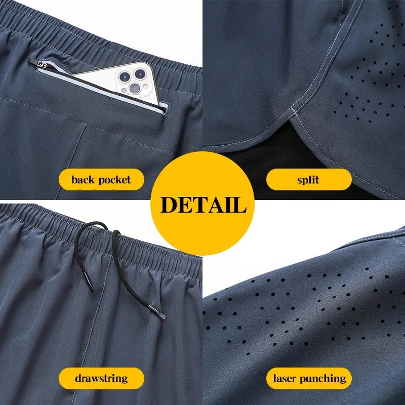 Pantalones cortos de secado rápido de doble capa para hombre