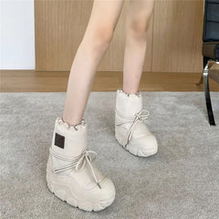 Chunky Leather Women's Slip-On Ankle Boots