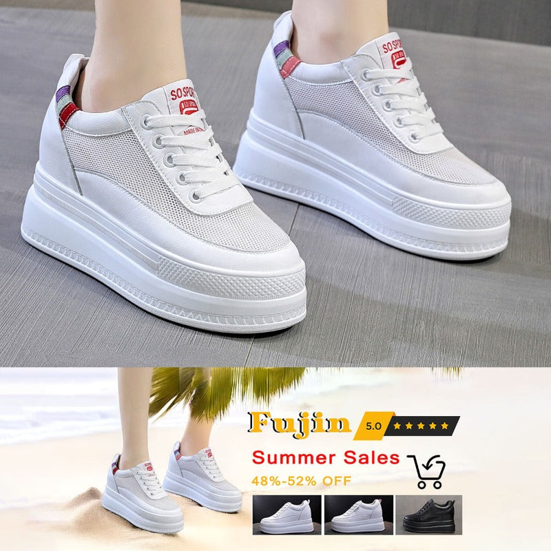 Women's 9cm Platform Wedges Closed Sneakers