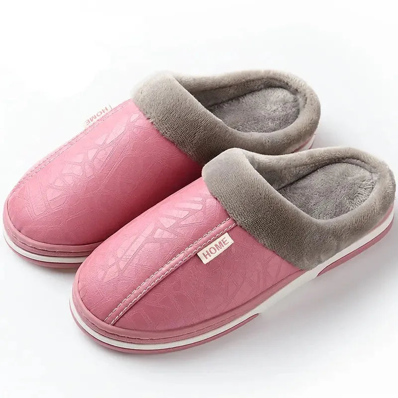 Pantuflas unisex impermeables de piel sintética para interiores