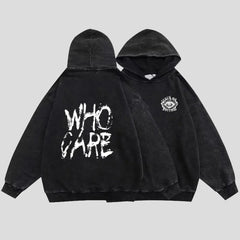 Verwaschener schwarzer Hoodie, Gothic-Baumwollpullover, Streetwear für Männer und Frauen