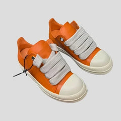 Leather Orange Sneakers Thick Sole Unisex