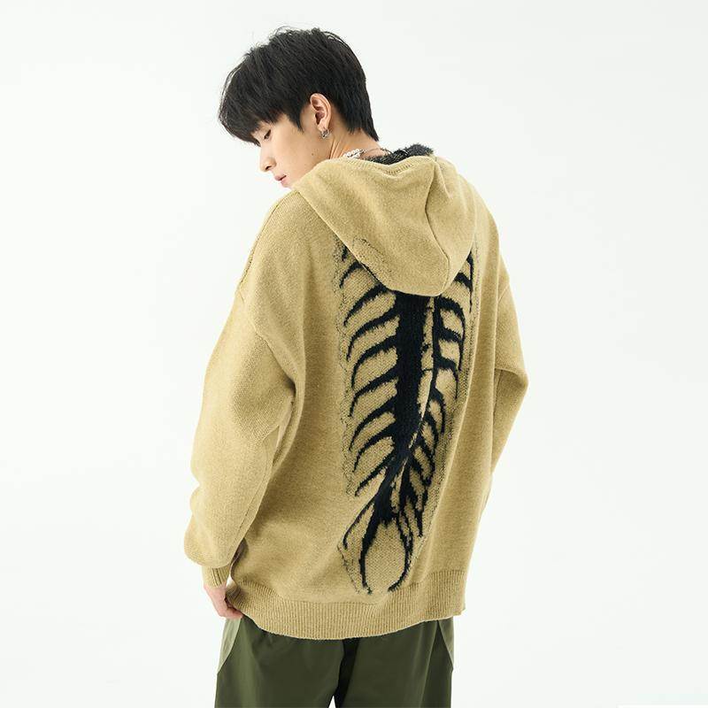 Sudadera con capucha Centipede - Ropa urbana de punto hueso para hombre