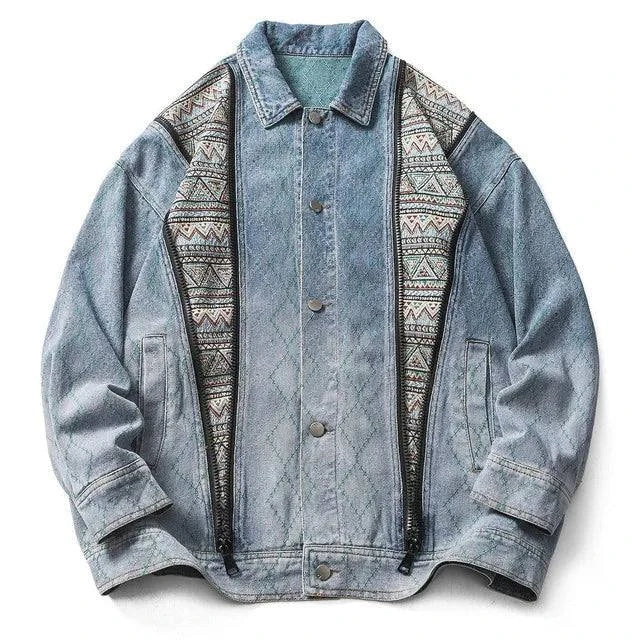 Men's Letter Embroidery, Baseball Varsity Denim Jacket