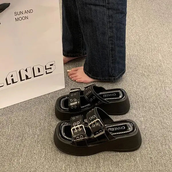 Sandalias de cuña con plataforma de lujo para mujer