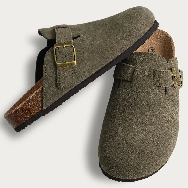 Boston Clogs aus Wildleder für Damen mit Kork-Innensohle