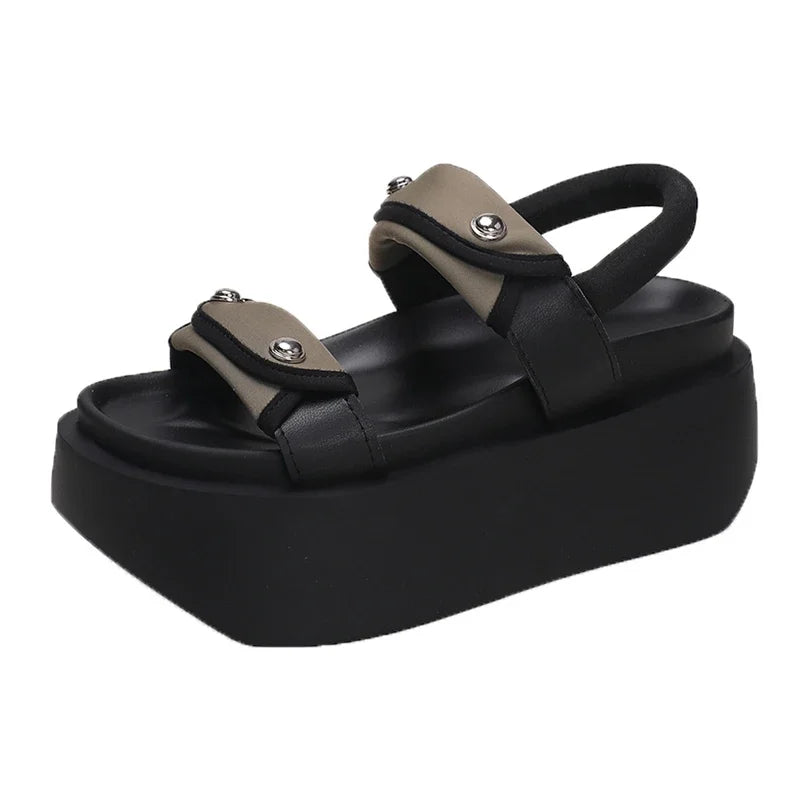 Gladiator-Sandalen mit klobigem Blockabsatz, 8 cm für Damen