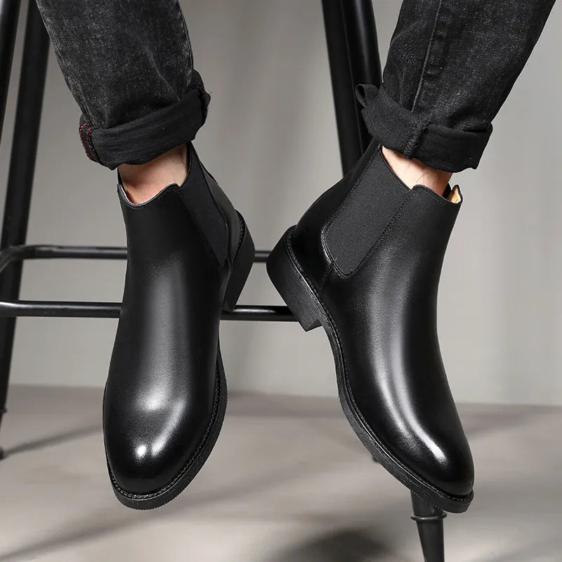 Slip-On Leather Chelsea Boots for Men