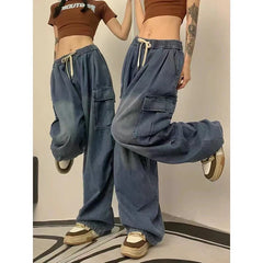 2000 Y2K Baggy Cargo Wide Leg Pants - Grunge Streetwear für Damen