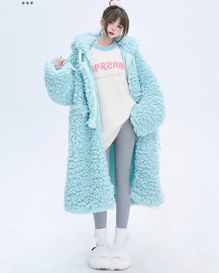 Junior's Warm Fluffy Long Hoodies for Women