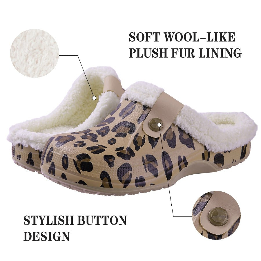 Indoor-Clogs mit flauschigem Fellfutter für Damen