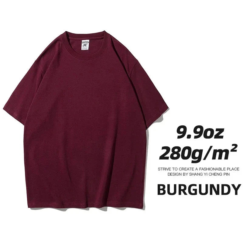 Camisetas unisex extragrandes de algodón sólido y pesado de 9.9 oz