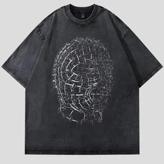 Camiseta gráfica extragrande de algodón lavado para hombre