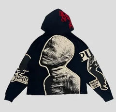 Sudadera gótica con estampado retro de momia Y2K de gran tamaño