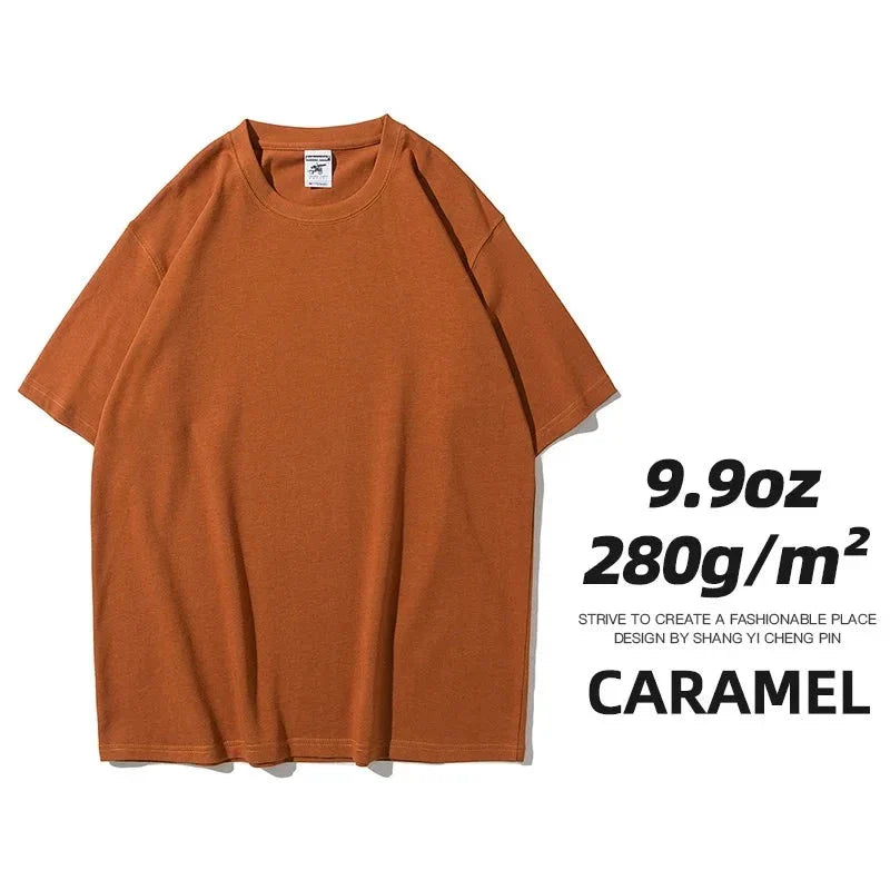 Camisetas unisex extragrandes de algodón sólido y pesado de 9.9 oz