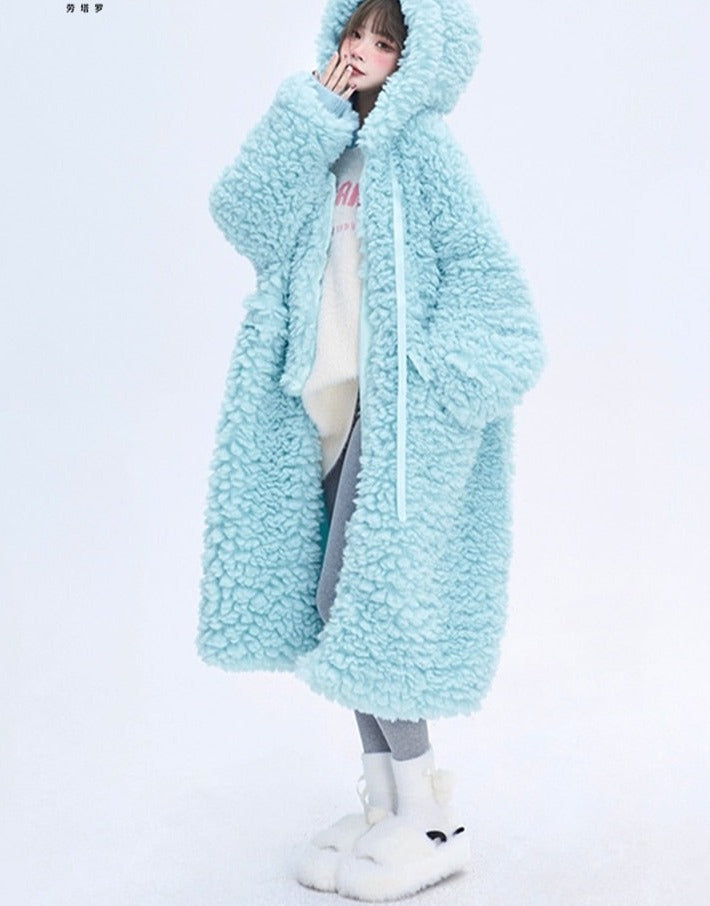 Junior's Warm Fluffy Long Hoodies for Women