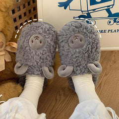 Winter-Hausschuhe mit Schafmotiv für Damen