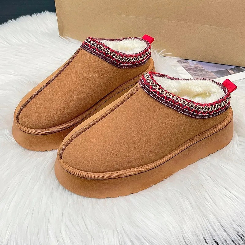Pantuflas de plataforma de lana para mujer